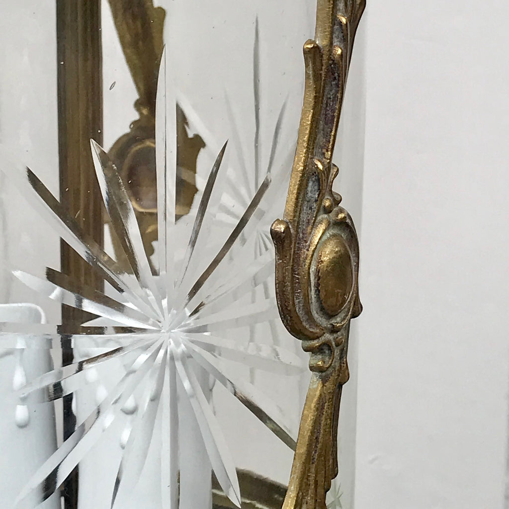 Pair of Early 20th Century Gilt Metal & Glass Lanterns - Detail View - 3