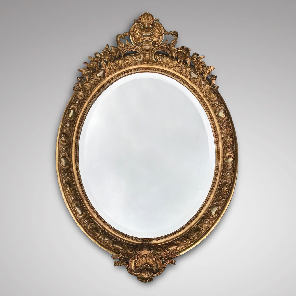 19th Century French Oval Giltwood Mirror - Main View - 1
