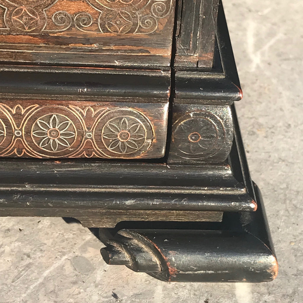 19th Century Copper & Pewter Inlaid Table Cabinet