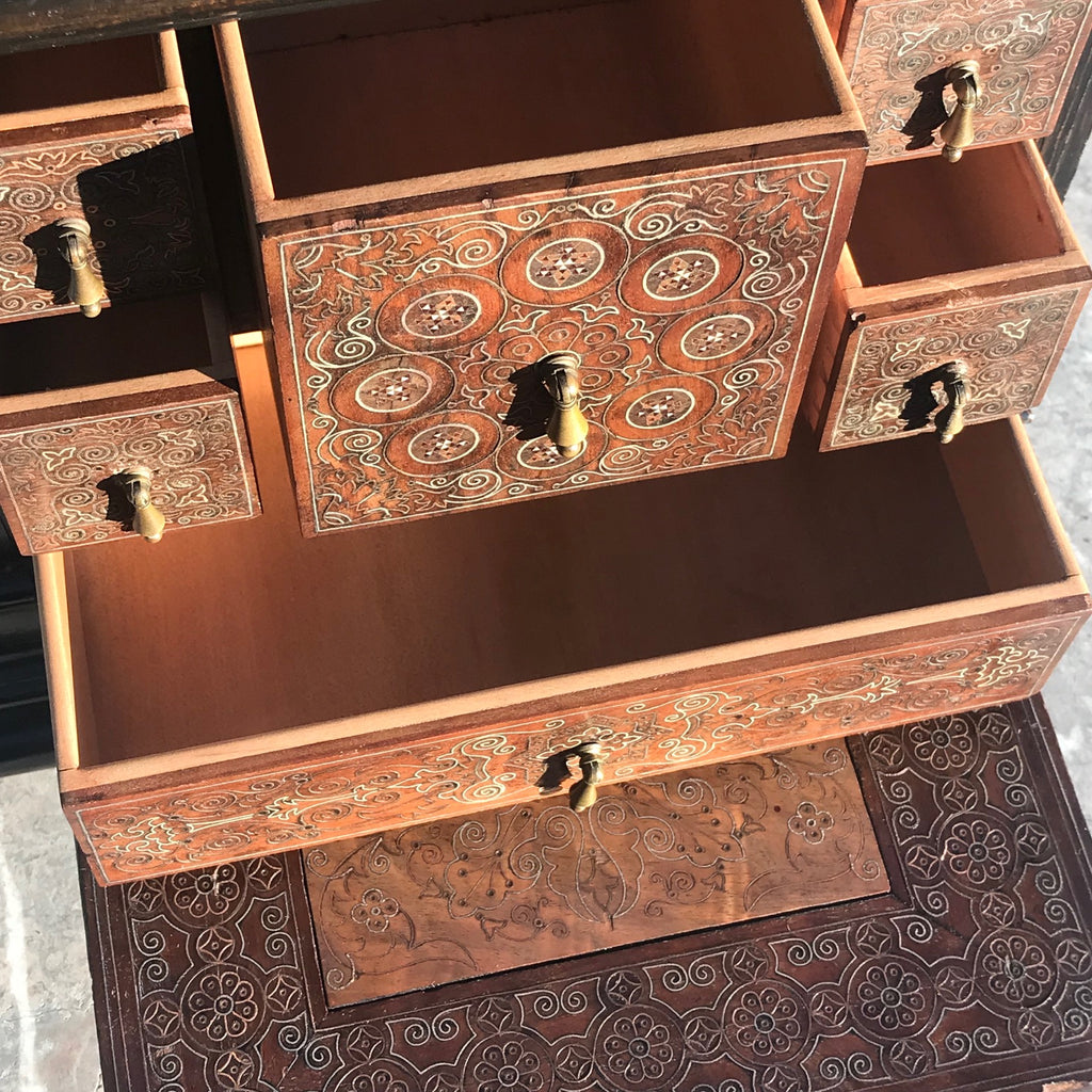 19th Century Copper & Pewter Inlaid Table Cabinet