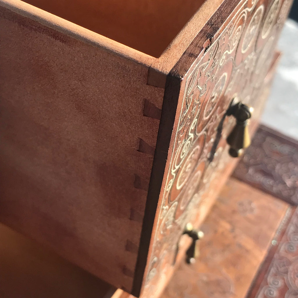 19th Century Copper & Pewter Inlaid Table Cabinet