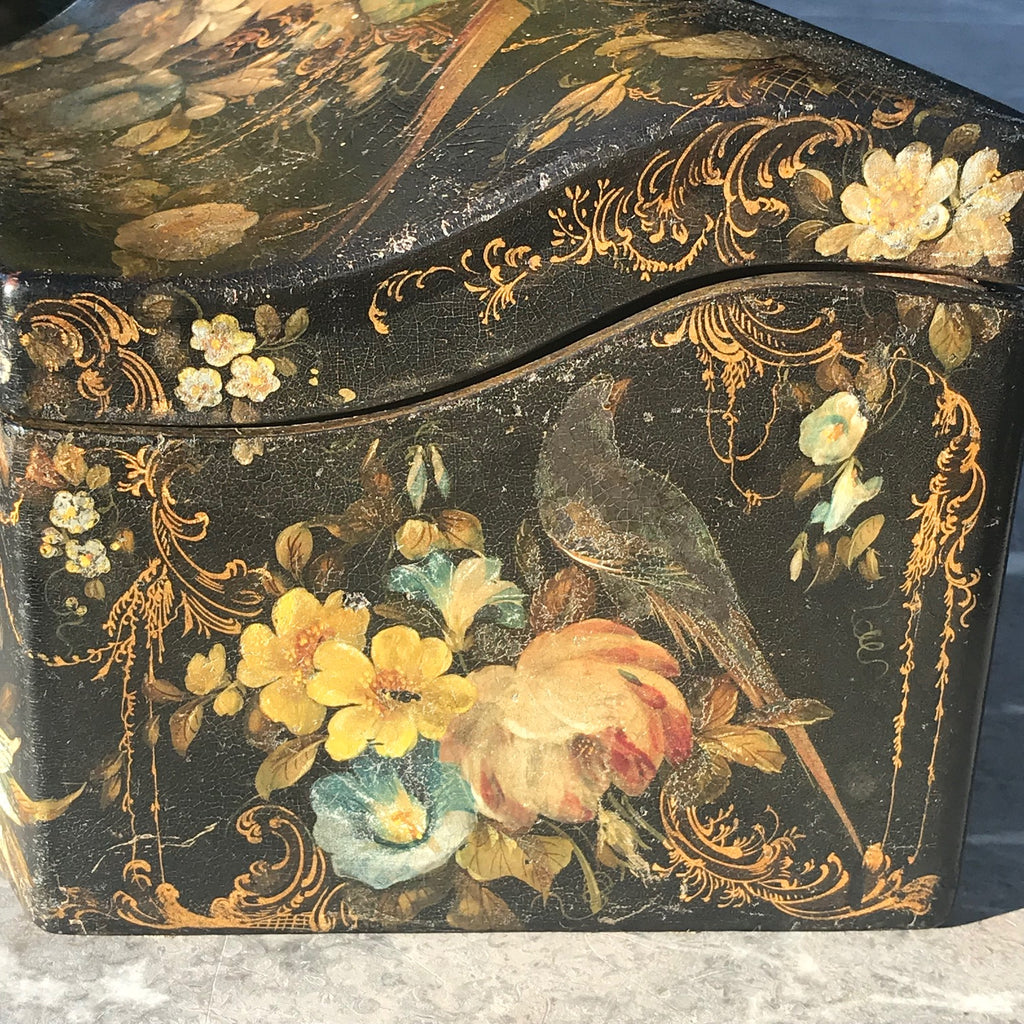 Early Victorian Papier Mache Envelope Box - Side Detail View - 4