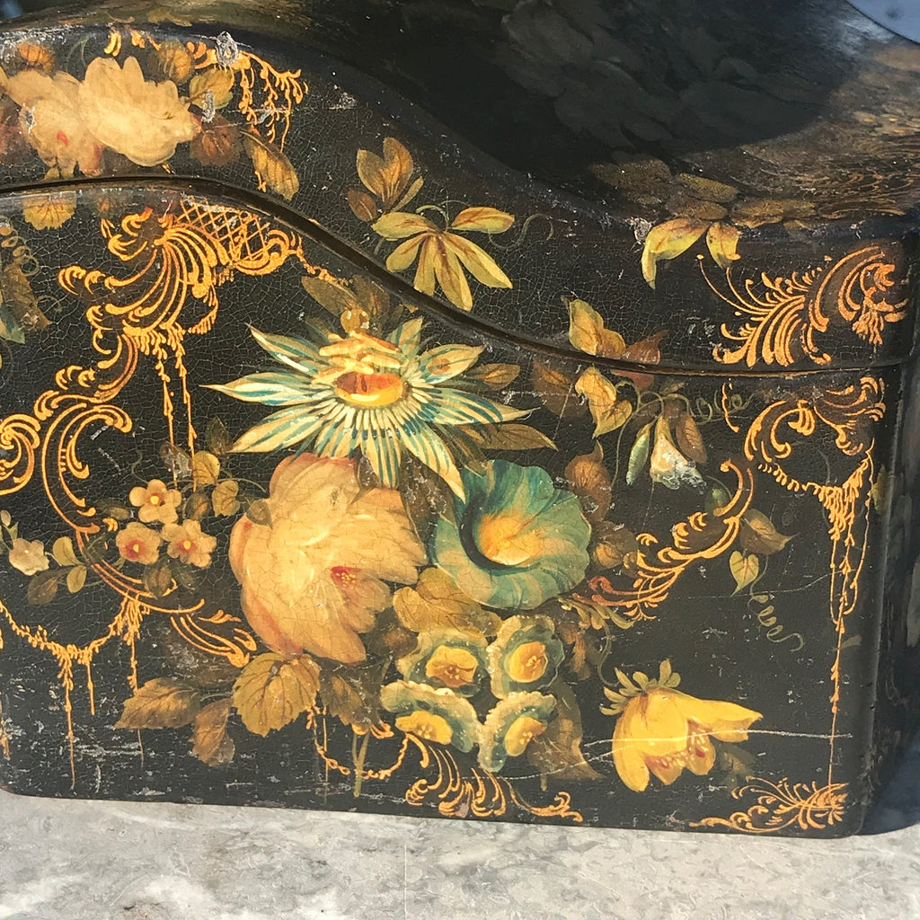 Early Victorian Papier Mache Envelope Box - Side Detail View - 5