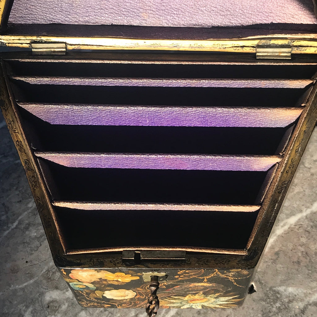 Early Victorian Papier Mache Envelope Box - Inside Detail - 7