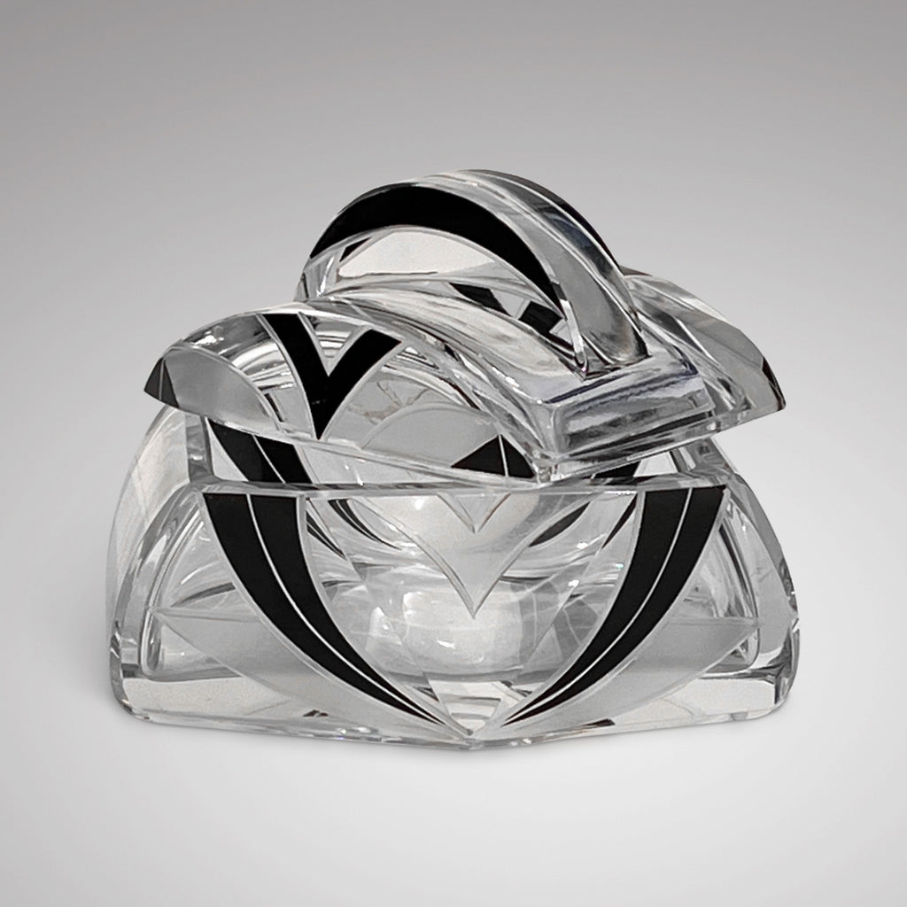 Art Deco Glass & Enamel Dressing Table Set