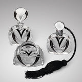 Art Deco Glass & Enamel Dressing Table Set