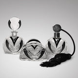 Art Deco Glass & Enamel Dressing Table Set