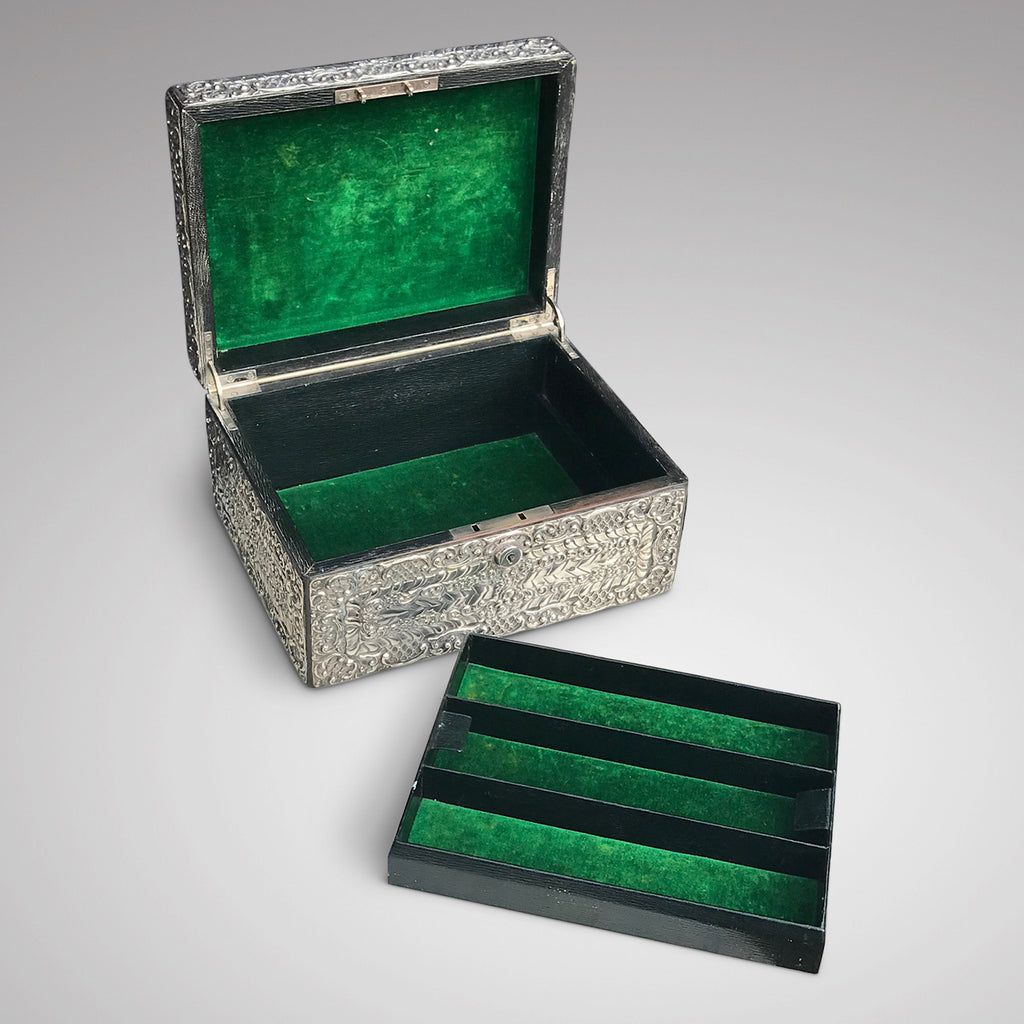 Large 19th Century Silver Jewellery Box with Bramar Lock - main View - 1