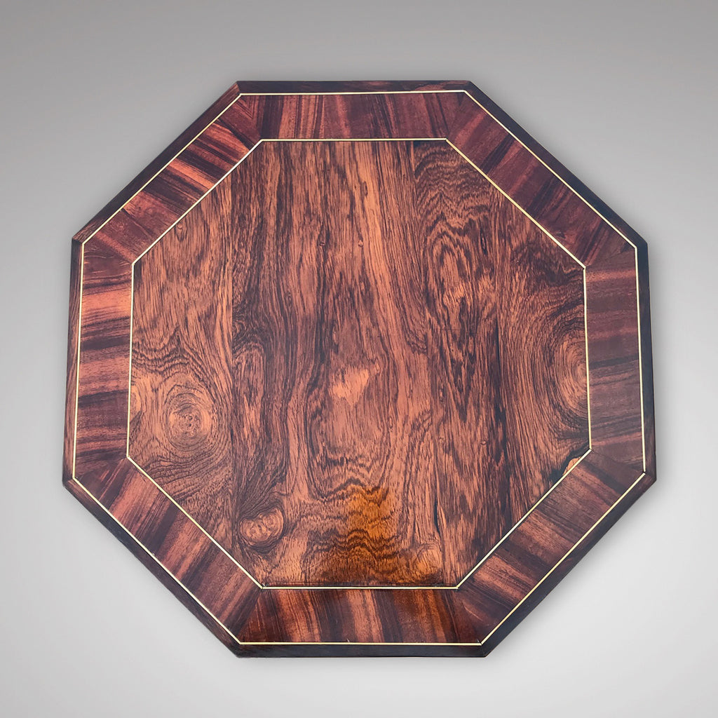 Regency Rosewood Octagonal Lamp/Wine Table - Top Detail View - 3