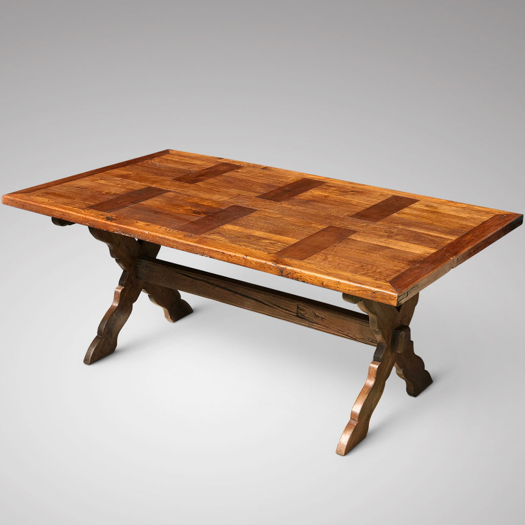 French Oak Trestle Dining Table - Main View - 2