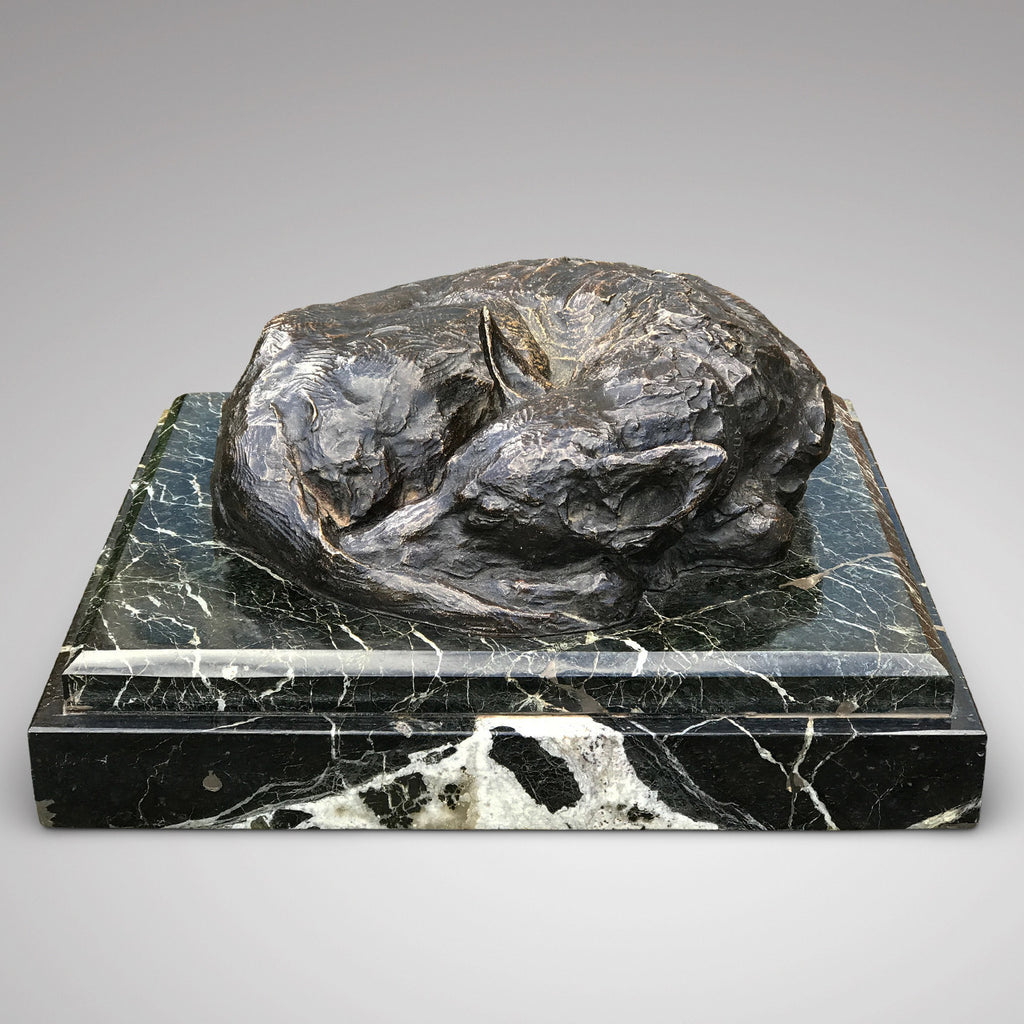 Bronze Dog Sleeping by Jacques Bordeaux Montrieux - Front View - 2