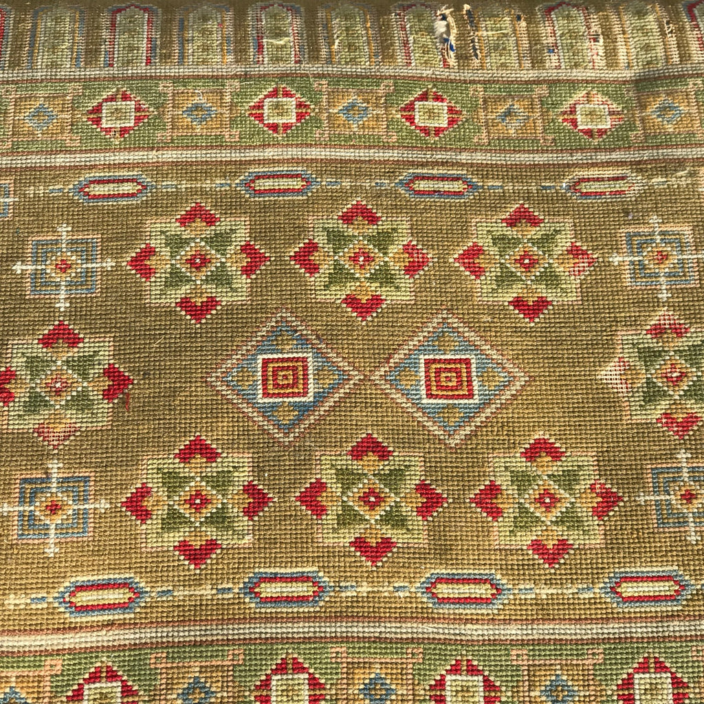 Aesthetic Movement Inlaid Two Tier Foot Stool - Needlepoint View - 3