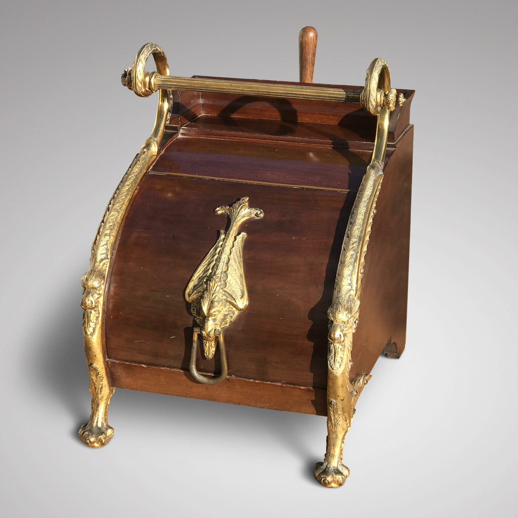 19th Century Mahogany Gilt Metal Mounted Coal Box - Main View - 1