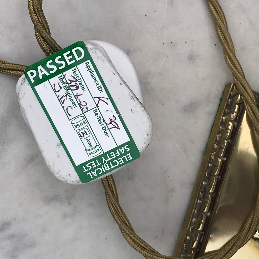 Brass Art Nouveau Desk Lamp with Original Silk Shade - Detail View - 7