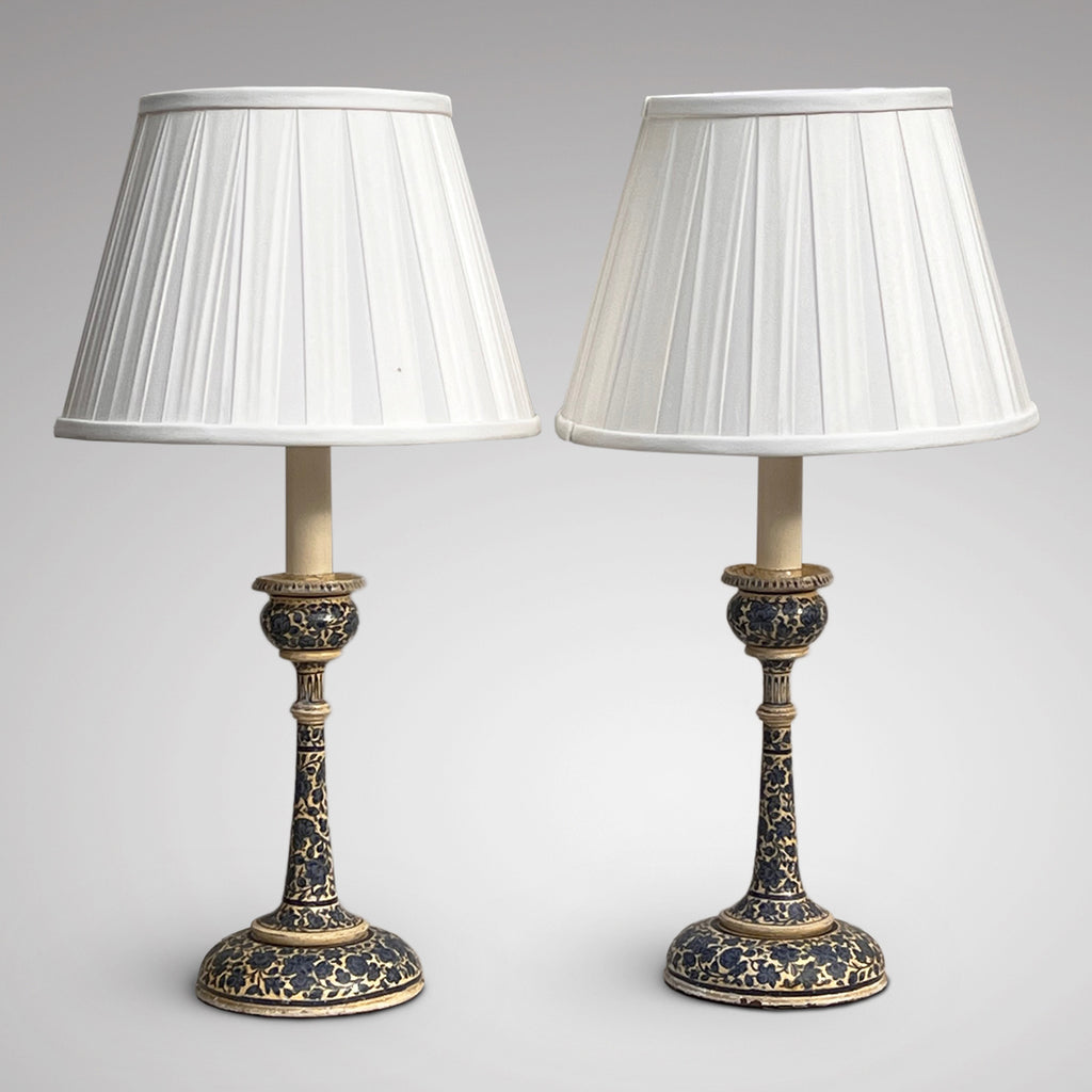 Pair of Blue Kashmiri Table Lamps - Main View - 1