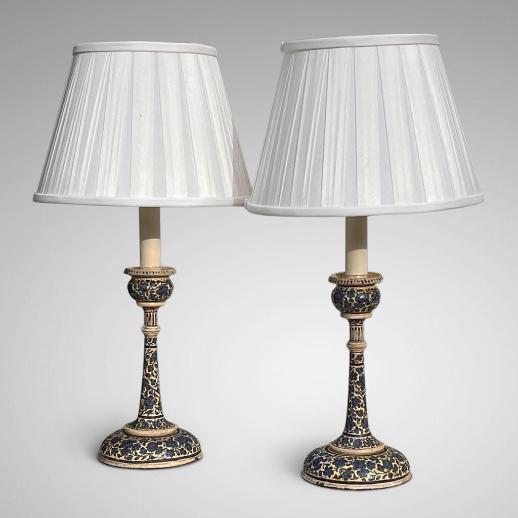 Pair of Blue Kashmiri Table Lamps - Main View - 2