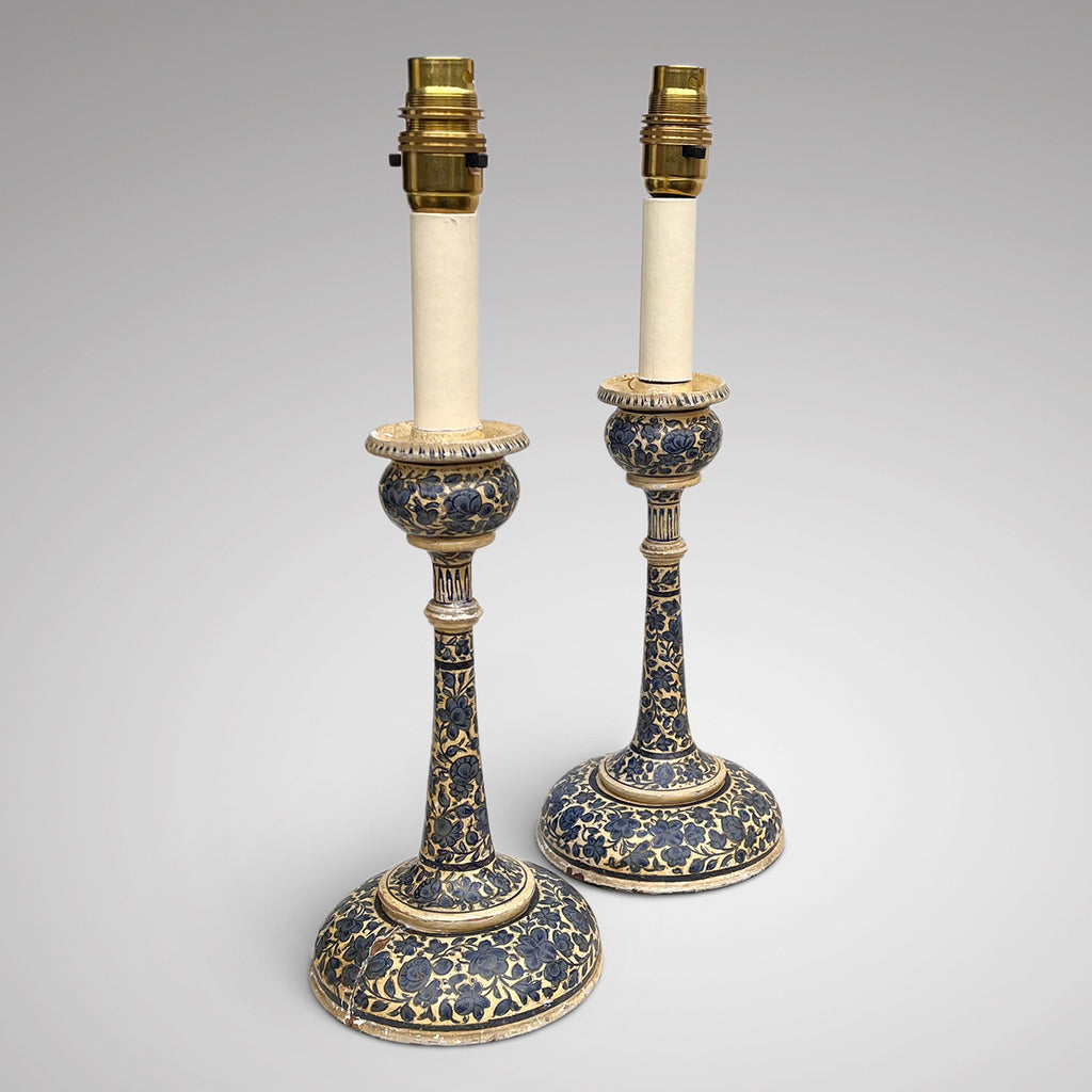 Pair of Blue Kashmiri Table Lamps - Main View - 4