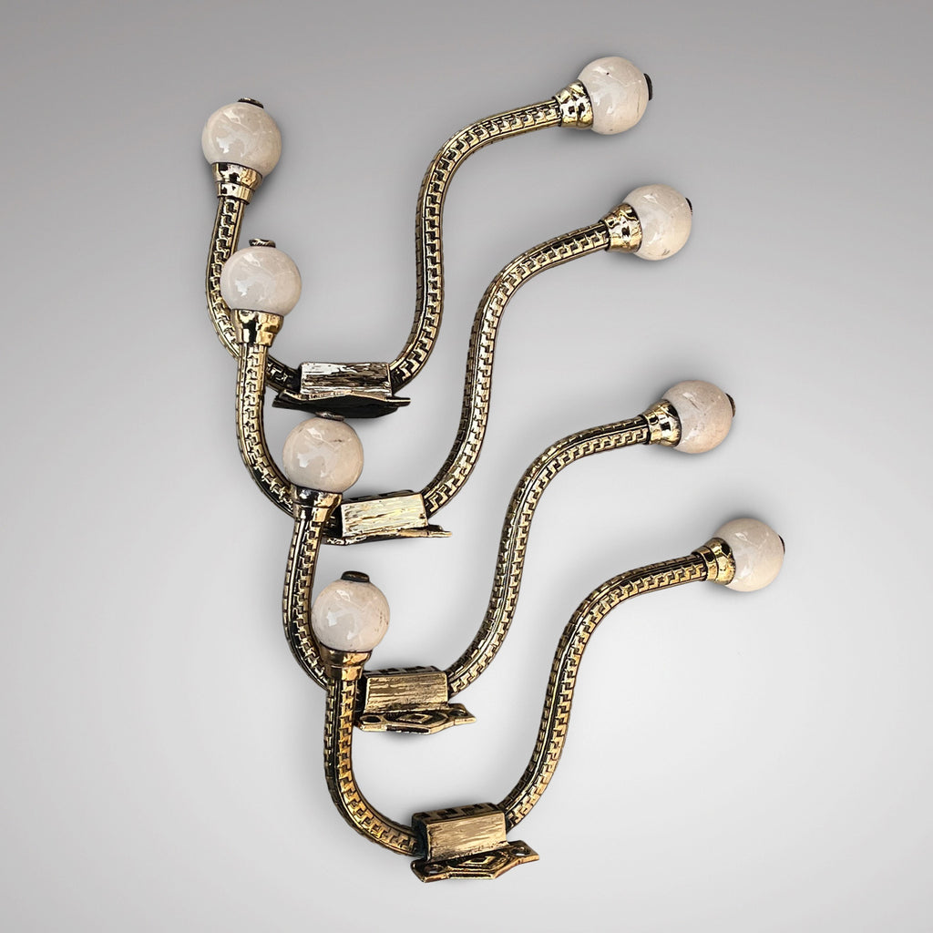 Set of 4 Brass & Porcelain Hat & Coat Hooks - Main View - 2