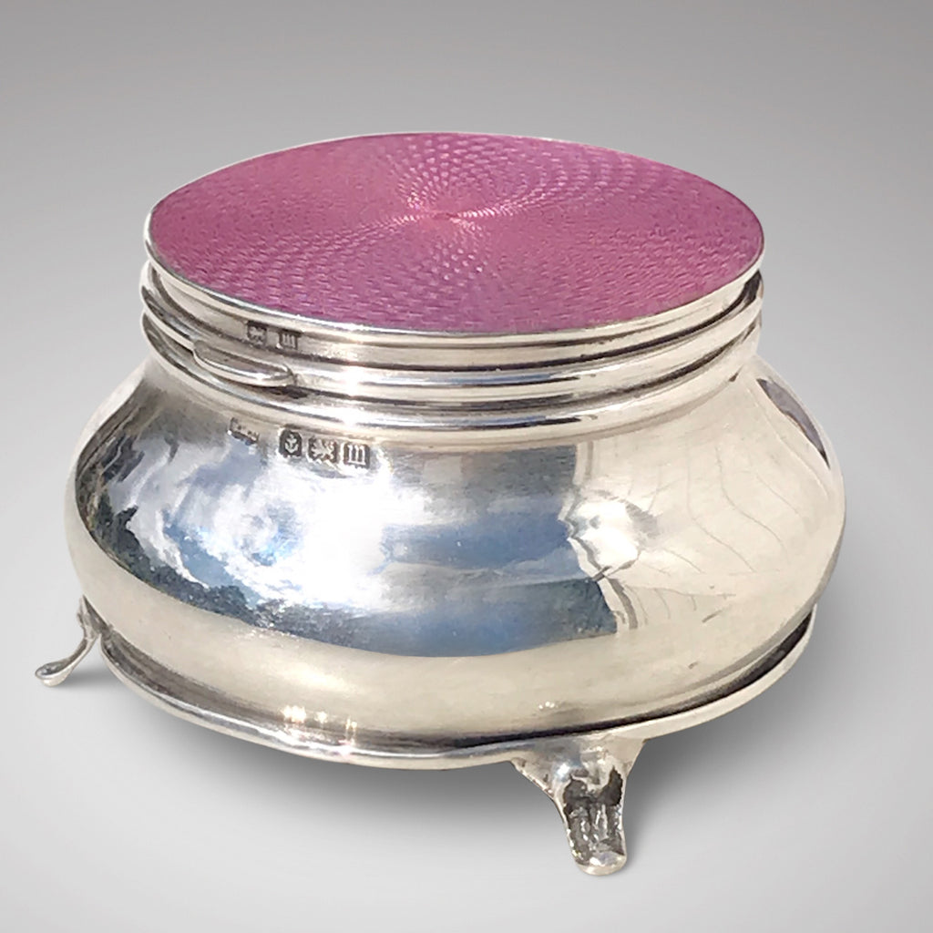 Silver & Pink Guilloche Enamel Jewel Box - Main View-1