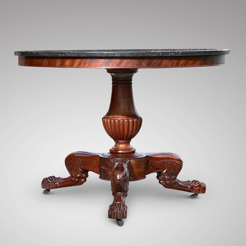French Empire Period Mahogany Gueridon with Marble Top - Main View - 2