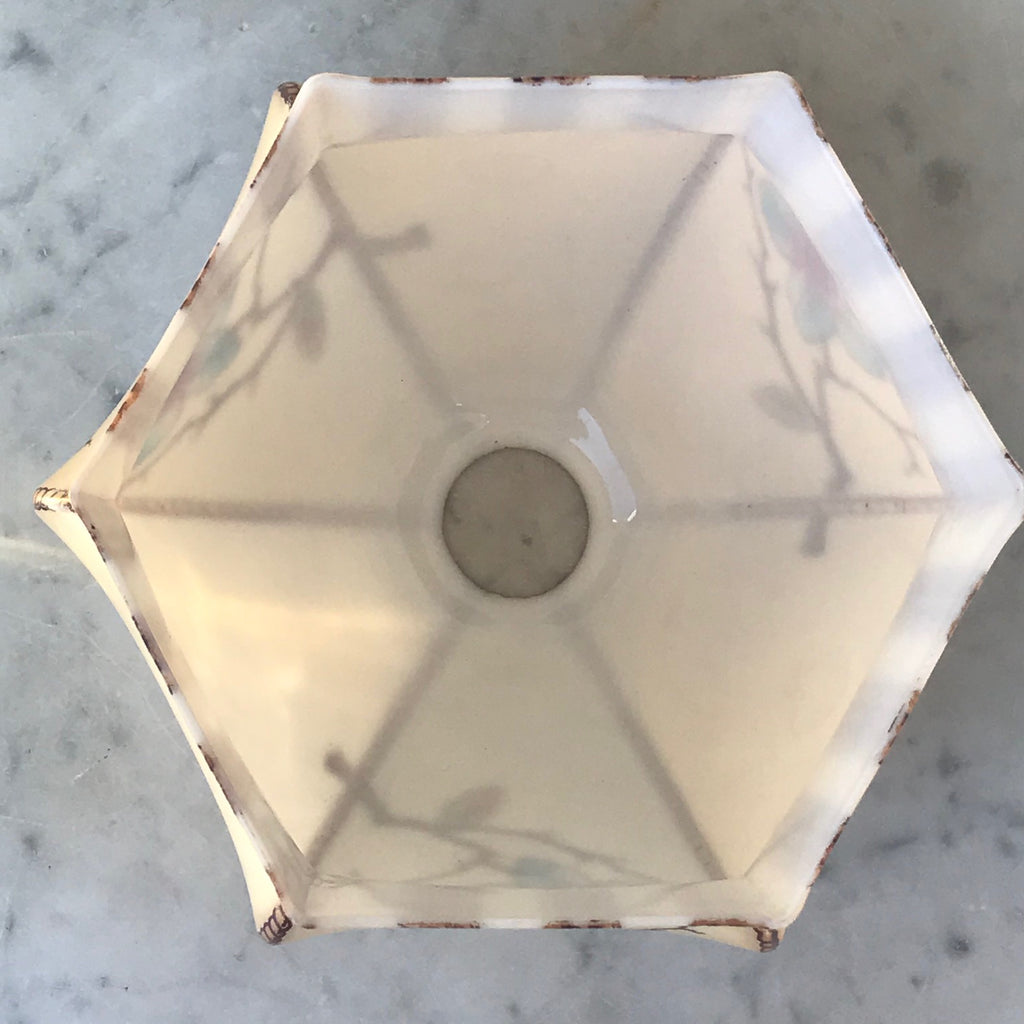 Hexagon Brass Lamp with Original Glass Shade - Detail View - 6