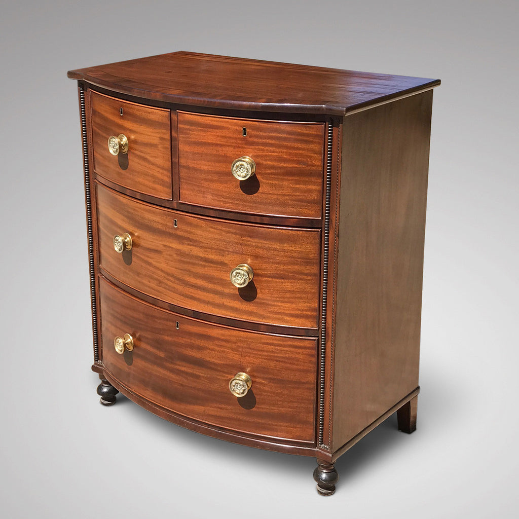 William IV Mahogany Bow Front Chest of Drawers - Front & Side View - 1