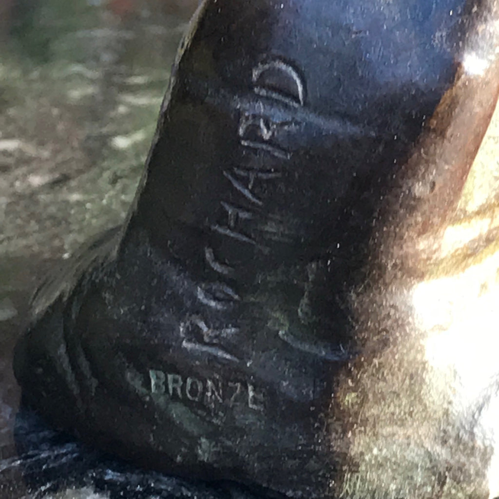 Large Signed French Bronze Sculpture Mother & Baby Elephants - Detail View - 6