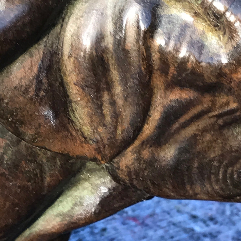 Large Signed French Bronze Sculpture Mother & Baby Elephants - Detail View - 5