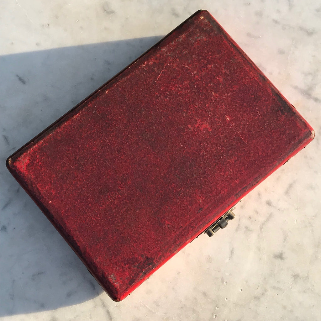Chinese Abacus in Red Lacquered & Painted Box