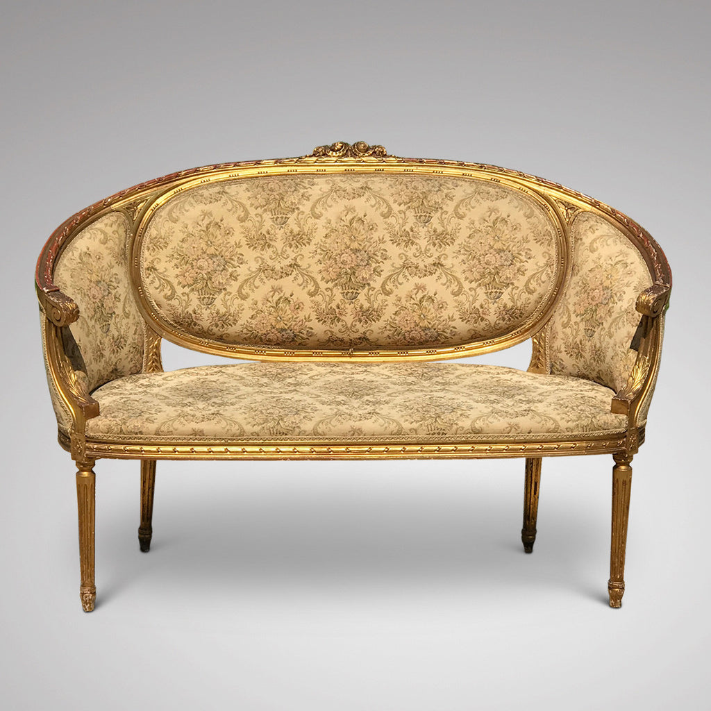 19th Century French Giltwood Salon Sofa - Front View - 1