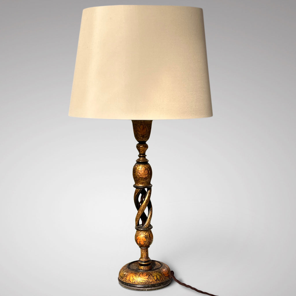 Large 19th Century Kashmir Black & Gold Table Lamp - Main View - 1