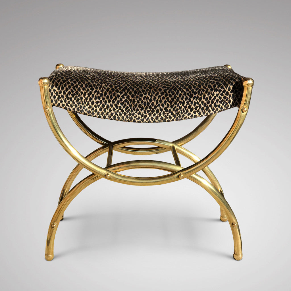 Art Deco Stool on Curved Brass Base - Main View - 1