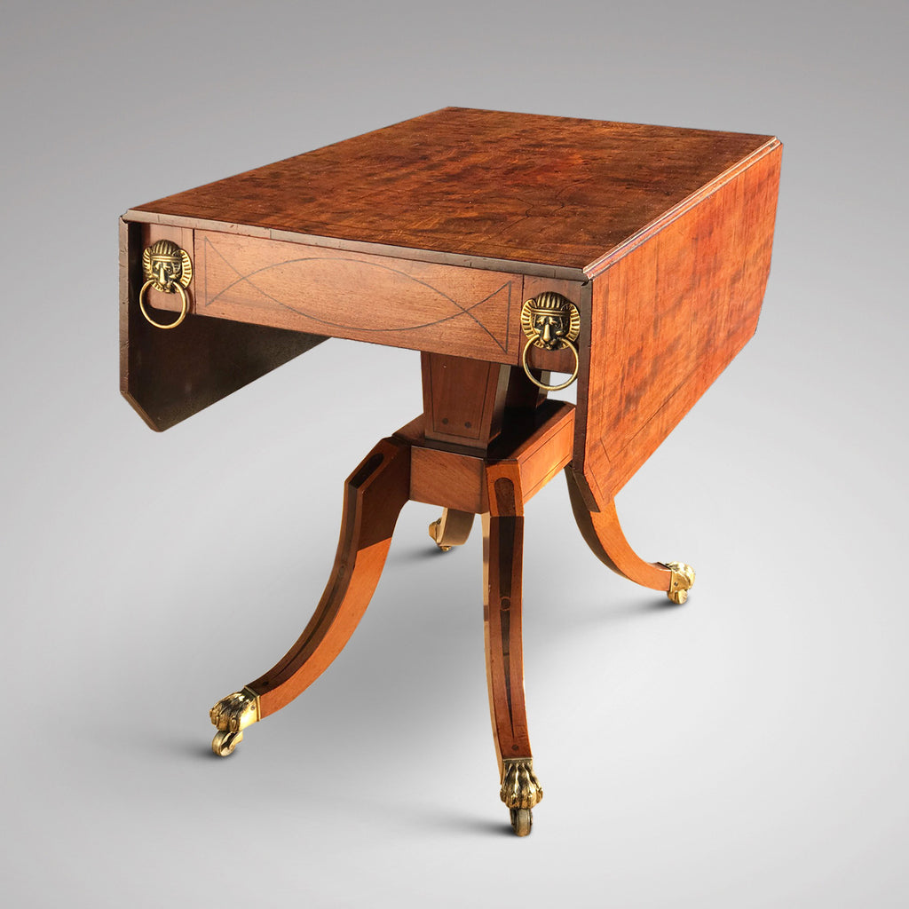 George III Egyptian Revival Plum Pudding Mahogany Supper Table - Front & Side View - 1