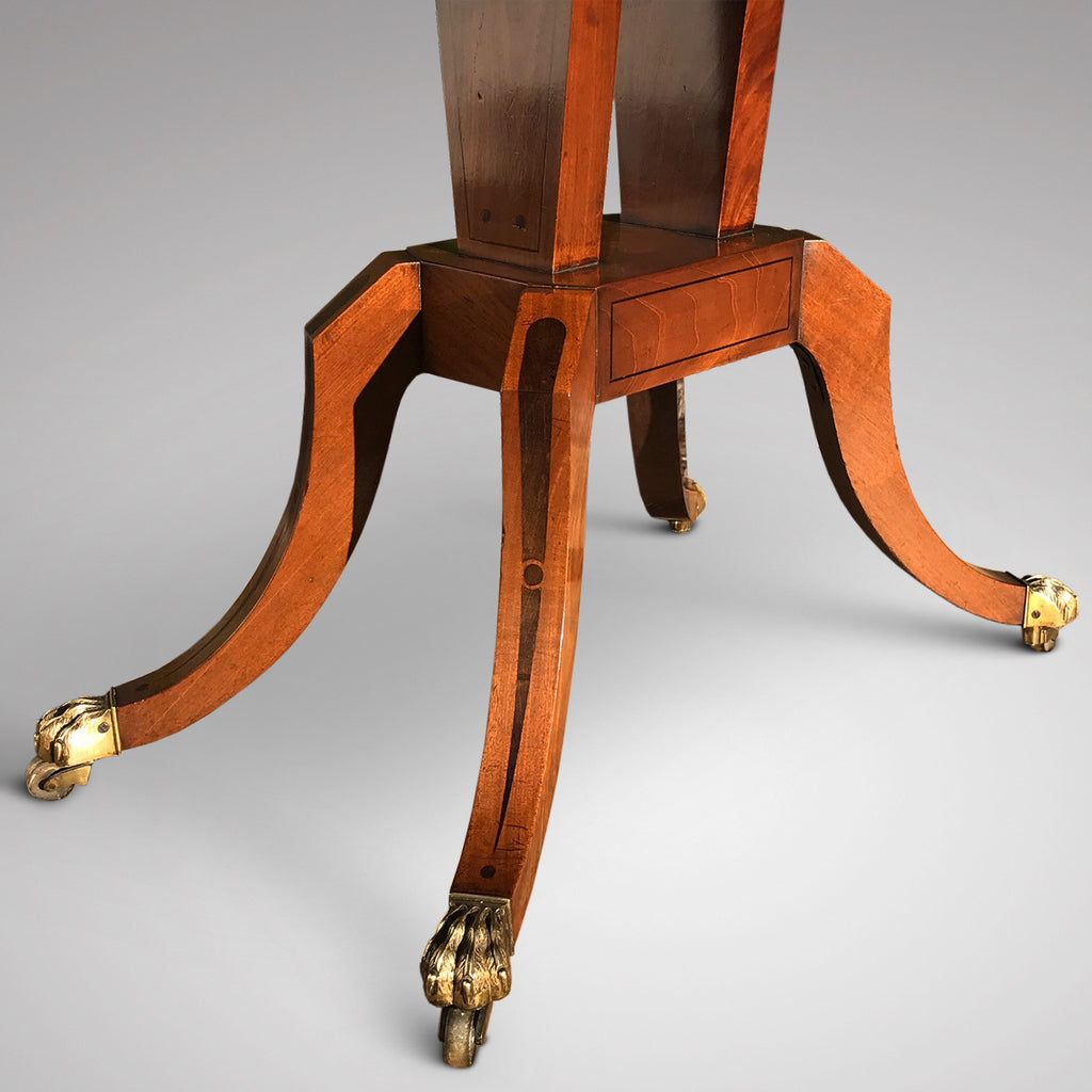 George III Egyptian Revival Plum Pudding Mahogany Supper Table - Under Carriage View - 5