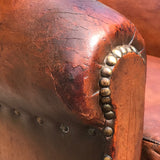 Pair of French Leather Club Chairs - Arm Detail View - 4