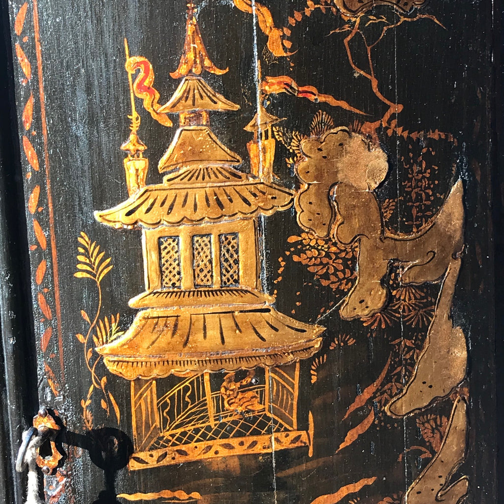 George III Japanned Bow Fronted Corner Cupboard - Detail View - 4