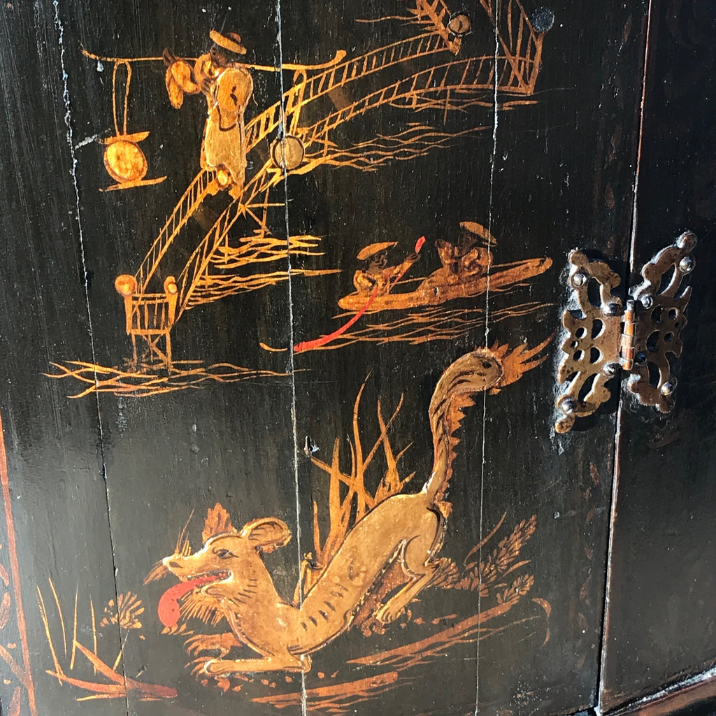 George III Japanned Bow Fronted Corner Cupboard - Detail View - 5