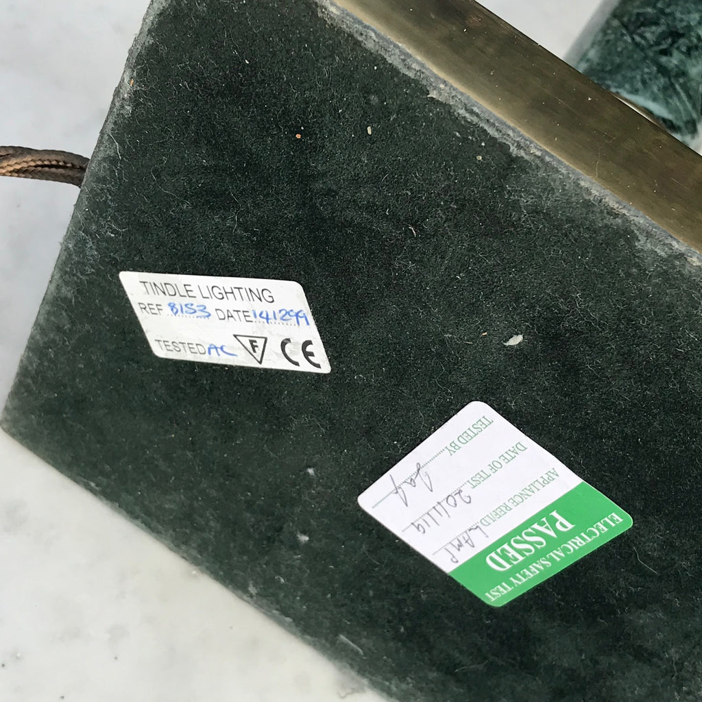 Pair of Early 20th Century Green Marble & Brass Table Lamps - Base View - 6