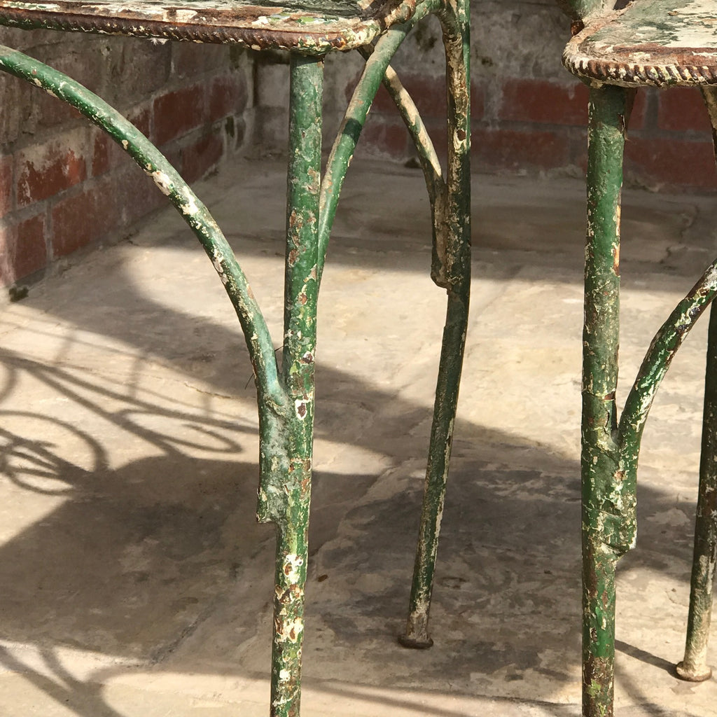 Pair of 19th Century Painted Garden Chairs - Close up View of Legs - 11