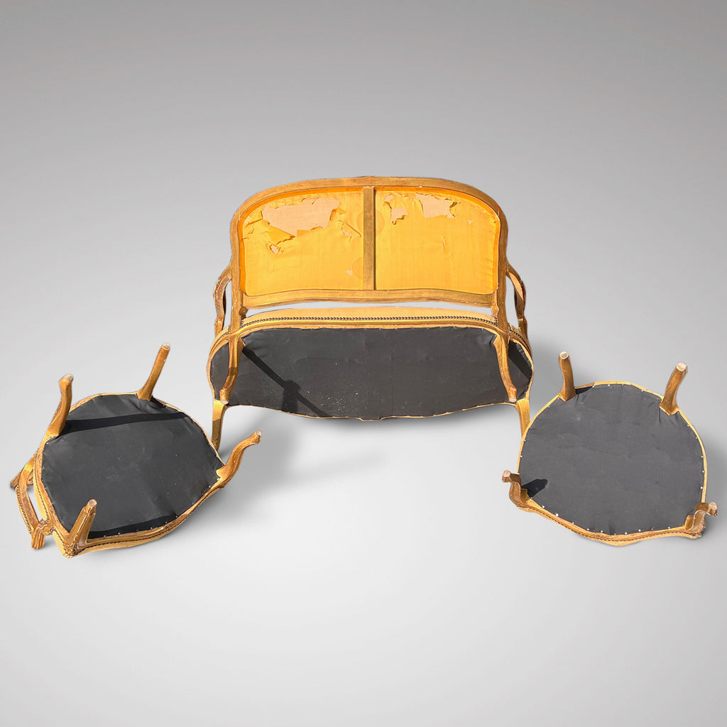 French Gilded Sofa with Matching Chairs - Back View - 5