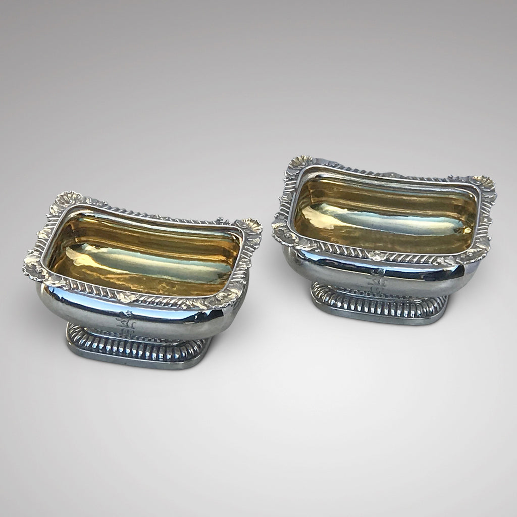 Pair of Georgian Silver Table Salts by Rebecca Emes & Edward Barnard - Main View - 2
