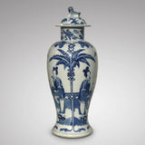 19th Century Chinese Blue & White Baluster Vase & Cover - Main View - 1
