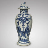 19th Century Chinese Blue & White Baluster Vase & Cover - Main View - 2