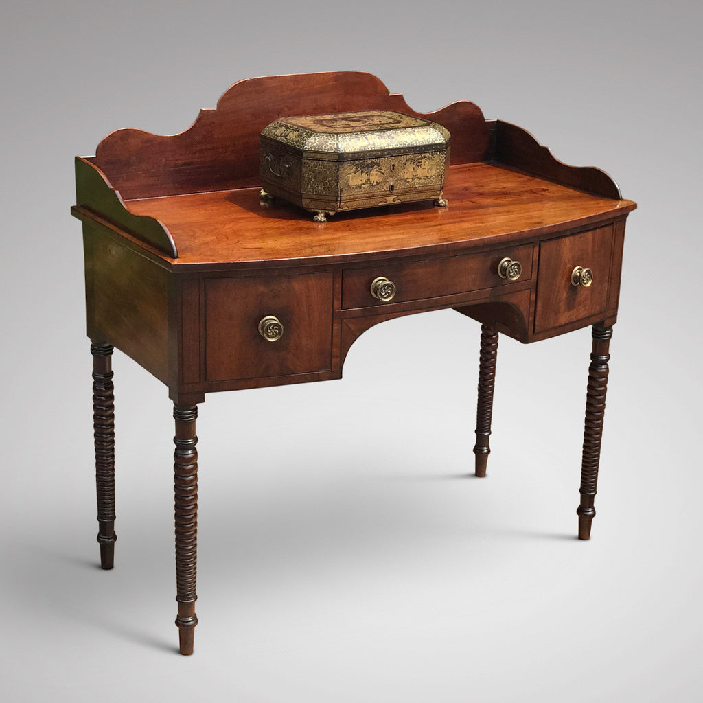 Regency Mahogany Bow Front Dressing Table/Side Table - Front & Side View - 1