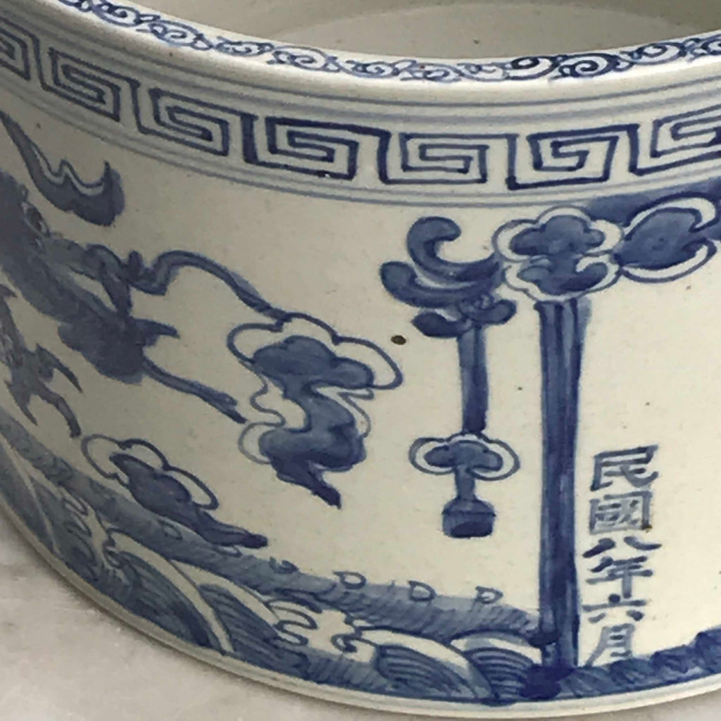Chinese Blue and White Dragon Jardiniere - Detail View - 3