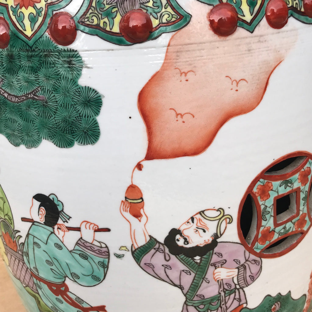 Pair of Chinese Ceramic Garden Seats - Detail View - 4