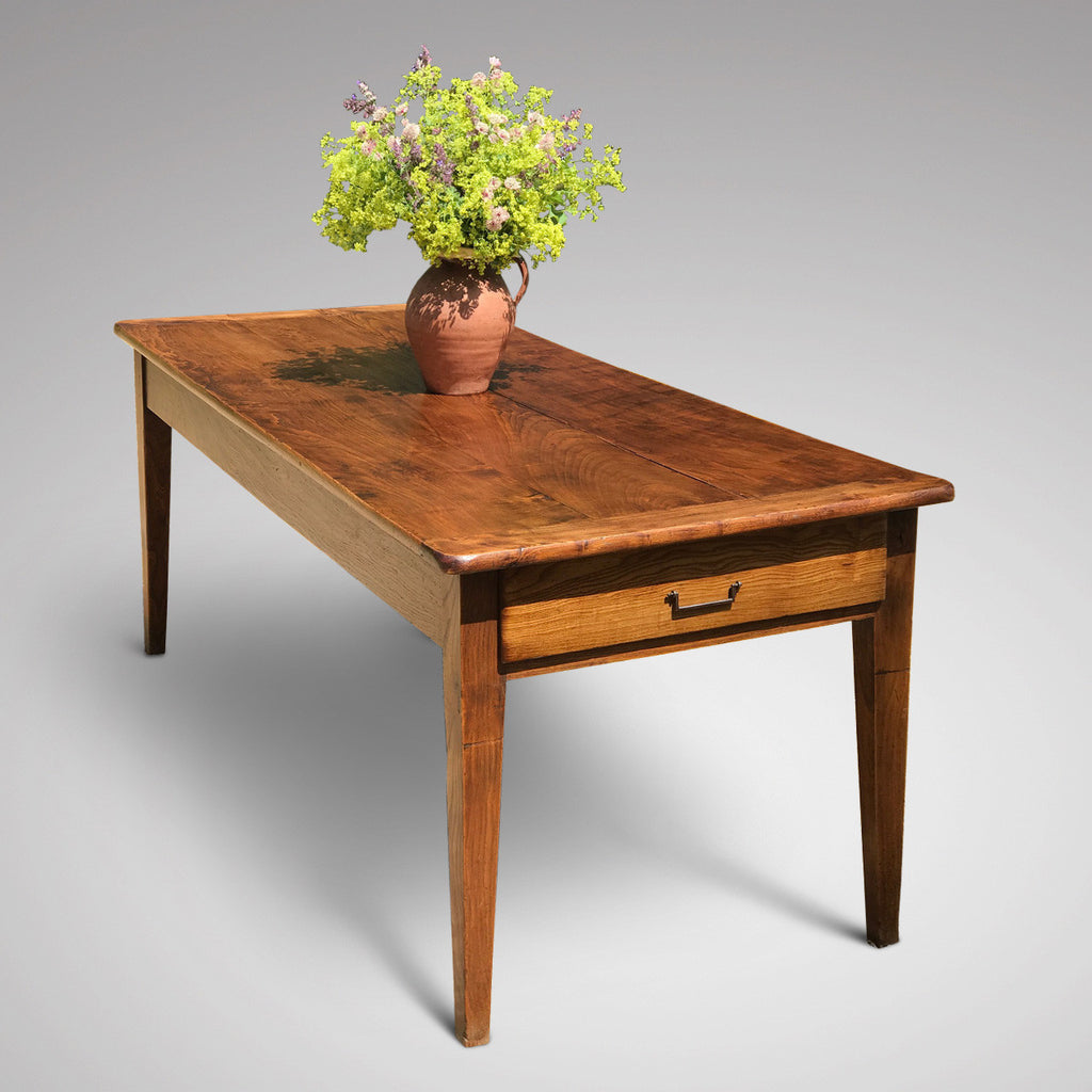 19th Century Elm Dining Table - Front & Side View - 3