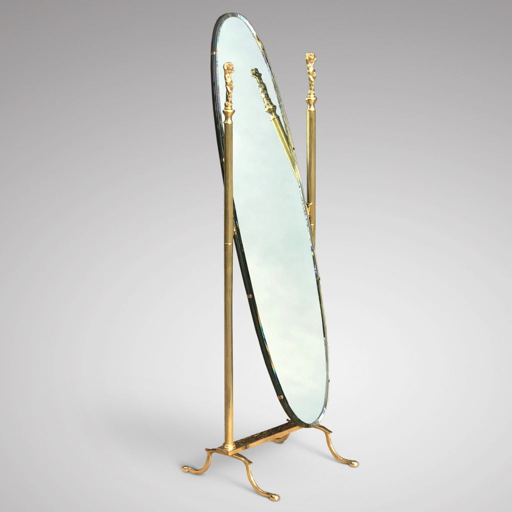 Mid Century Oval Brass Cheval Mirror - Main View - 1