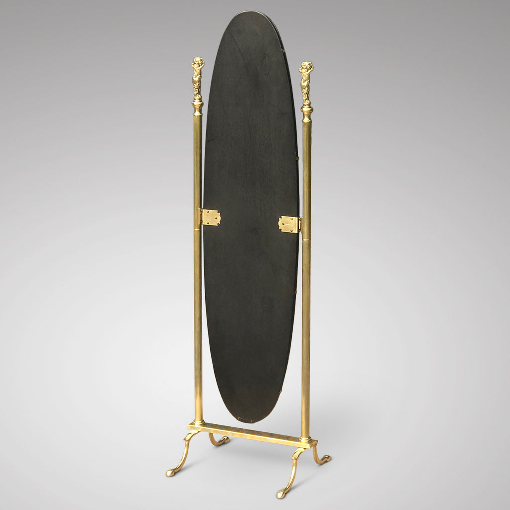 Mid Century Oval Brass Cheval Mirror - Back View - 3