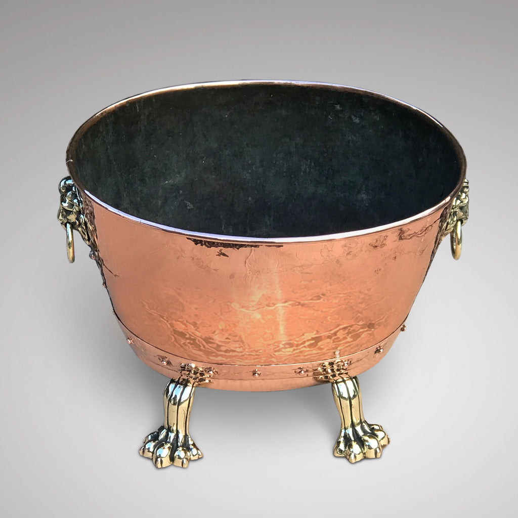 19th Century Copper Jardiniere with Lion Mask Handles - Main View - 2